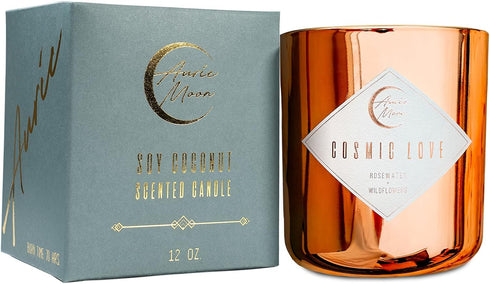 Auric Moon Rosewater + Wildflowers Scented Luxury Soy Coconut Candle, 12 Oz, Hand-Poured in California