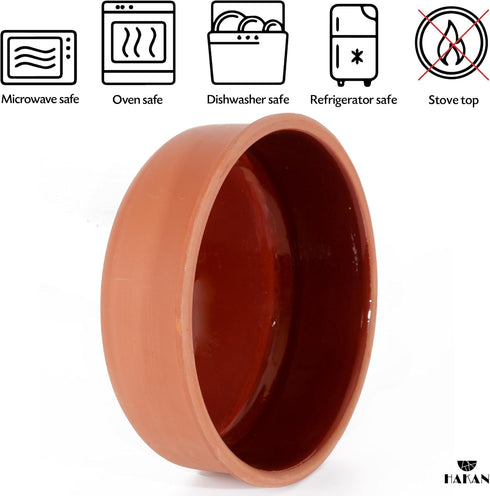 Set 4, 5.7-inch 14.2 Oz 4 420 Hakan Athens Clay Bowl of Terracotta Bowls, Ancient Pottery, Glazed Inside Cooking Clay
