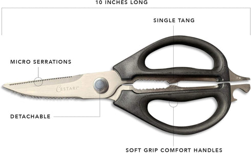 Kitchen Scissors: Heavy Duty Stainless Steel Utility Kitchen Shears for Poultry, Vegetables, Meat, Seafood, Herbs |
