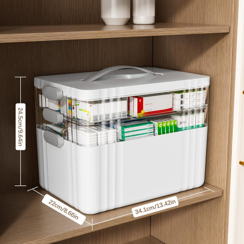 3-Tier ARSTPEOE Medicine Organizer - Portable Medicine Cabinet with Plastic Handle, Multipurpose Medical Box, Pill