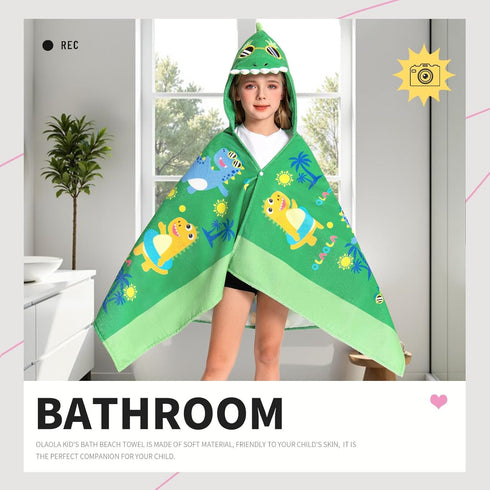 3-12 28" 53", OLAOLA Dinosaur Beach Hooded Towel for Kids Years, Soft Thick Absorbent Beach Towels, Toddler Bath Towel