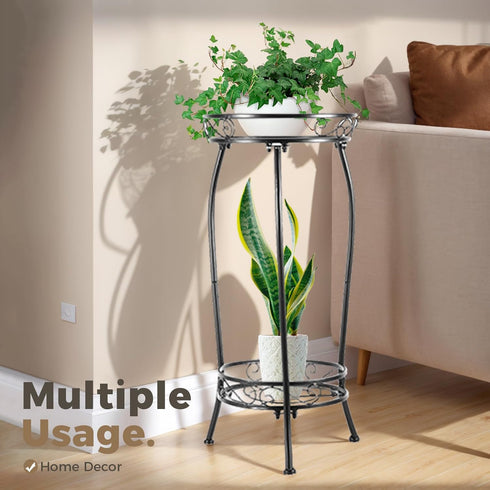 Stands2 27.1 inch Kavlium Plant Stand Indoor OutdoorTall Black Metal Rustproof Stable Plant Tier Multiple Plant Rack
