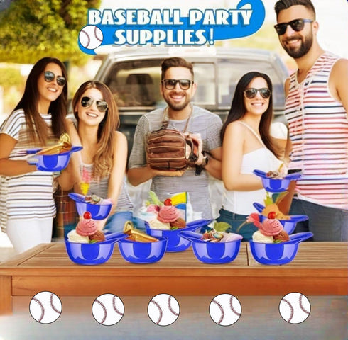 Baseball Helmet Ice Cream Snack Bowl Set, 12 Pack Mini Ice Cream Dessert Cups for Birthday Party Supplies