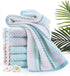 Pidada Hand Towels Set of 2, Striped Pattern 100% Cotton Soft Absorbent Decorative Towel for Bathroom