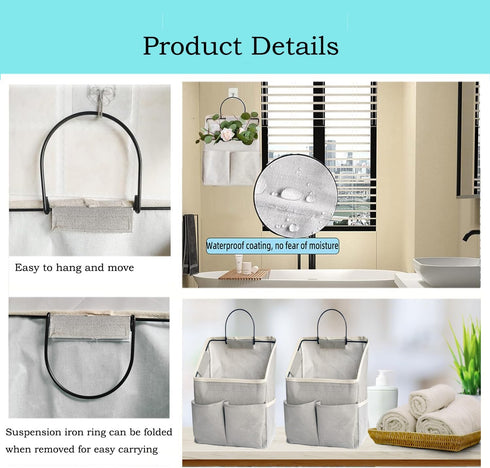 Wall Hanging Organizer Storage Bag with Pockets for Dormitory, Bathroom, Bedroom, Kitchen (Grey1)