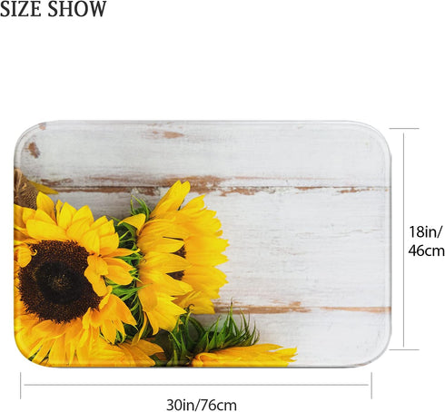 Britimes Bath Mat, Yellow Sunflower Washable Floor Rug 18x30 Inches for Bathroom Kitchen Bedroom Decor
