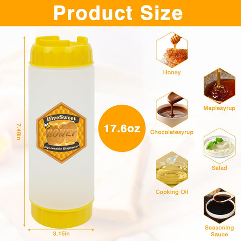 18 Oz Honey Dispenser Honey Dispenser No Drip For Home Kitchen Double Head Extrusion Syrup Dispenser