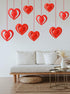 15 Pieces Valentine's Day 3D Heart Hanging Decorations - Red Hearts Hanging Ornaments with Ribbons for Party Supplies