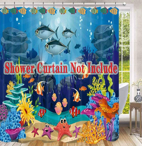 Fish Shower Curtain Hooks Rings for Under The Sea Bathroom Decor, Nautical Shower Curtain Hooks, Set of 12