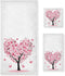 Pfrewn Pink Flowers Heart Tree Towels Set of 3 Romantic Love Spring