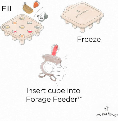 Moss and Fawn Ice Cube Tray - Forage Feeder Freezer & Teething Popsicle Mold for Breast Milk, Formula, Bone Broth