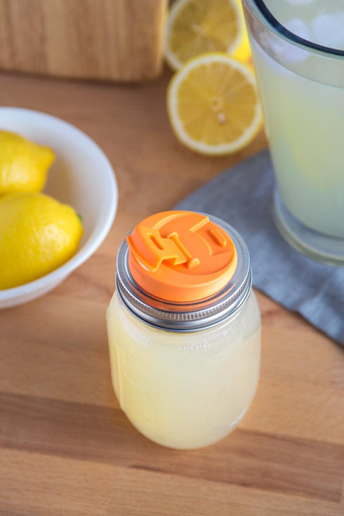 Jarware Drink Orange Lid for Regular-Mouth Mason Jars