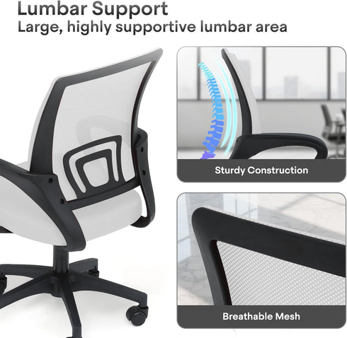 Polias 330Lbs, Ergonomic Office Chair - Breathable Mesh Computer Desk Chair with Lumbar Support & Armrest, Rolling