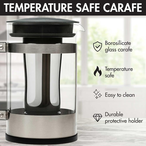 Primula 2-in-1 Coffee Maker, French Press & Cold Brew, 6 Cup Size, Durable Glass Carafe, Comfort Grip Handle