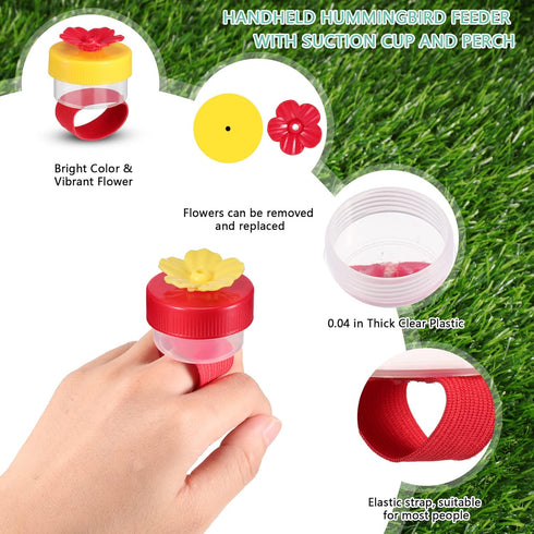 Zopeal 2 Pieces Hummingbird Wrist Feeder, Outdoor Hand Feeder with Adjustable Strap, Mini Hand Feeding Tools