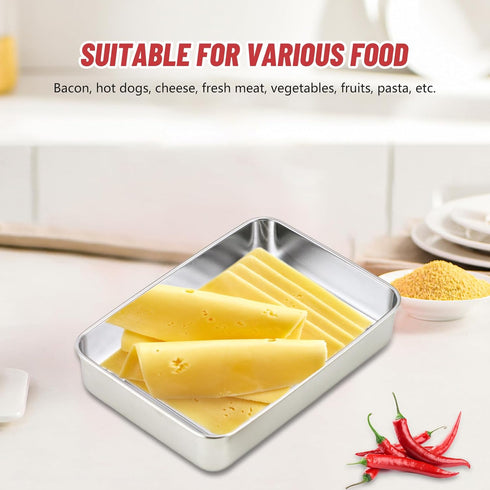 BigKing 2 Pack Bacon Keeper Container, Stainless Steel Cheese & Lunch Meat Containers for Fridge, Stackable with Lids