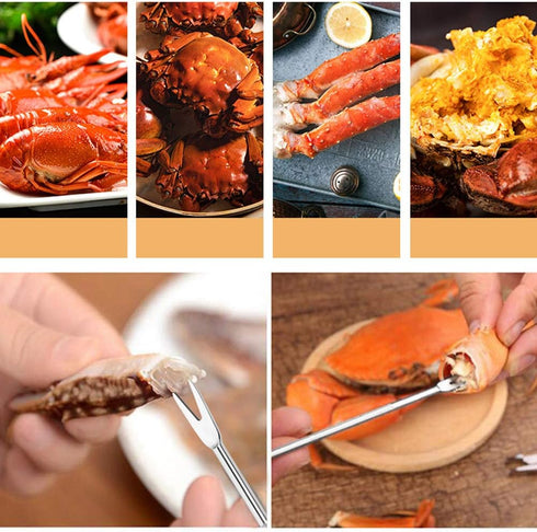 lasenersm 8-Piece Stainless Steel Lobster & Crab Forks, Nut Forks, Silver Seafood Picks