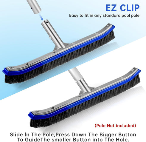 Unipool 18" Pool Brush Head | Heavy Duty Floor Brush | Stainless Steel Brush | Metal Pool Scrubber Brush | Wire