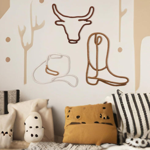 RattanView 3 3 Pcs Western Wall Decor Boho Cowboy Nursery Decor Cowboy Boots Hat Classroom Decorations Howdy Sign Size