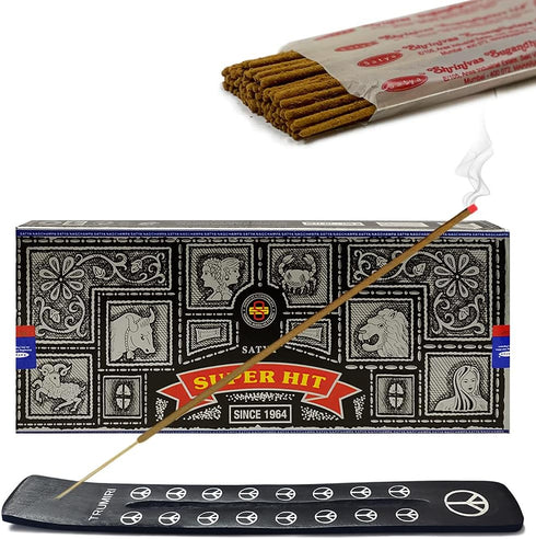 TRUMIRI Incense Stick Holder Bundle with Satya Super Hit Incense Sticks, Pack of 1 (Approx 100 Sticks)