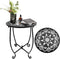 Fashion&cool Patio Side Table, Weather Resistant Metal Side Table, Small Round Outdoor End