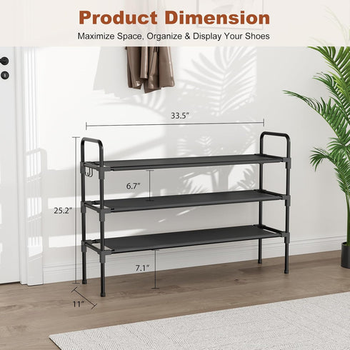 Closet, 12-16 5 Long Shoe Rack for Pairs Stackable Shoe Organizer, Shoe Shelf Storage for Sneakers & Boots Shoe Storage