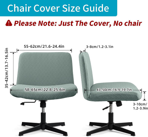 Armless YISUN Waterproof Criss Cross Chair Cover, Stretch Jacquard Chair Slipcover Washable Removable Office Desk Chair