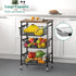Kitchen Storage Cart with Wheels - 4-Tier Metal Utility Rolling Cart with Wood Top & Pull Out Baskets