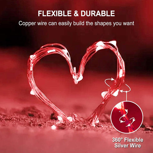 JMEXSUSS 4 Pack 50 LED Red Fairy Lights, 16.1ft Mini Firefly Starry Lights for Bedroom Wedding Party Decorations