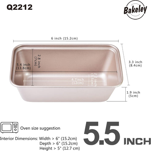 Mini Loaf Pan Set, 4Pcs 5.5-Inch Non-Stick Rectangle Bread and Cake Bakeware for Oven and Instant Pot Baking (Champagne Gold) by Bakeley