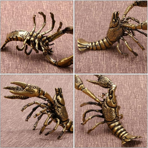Kisangel Brass Lobster Figurine Feng Shui Statue Wealth Good Luck Sculpture Archaize Artware Chinese Tea Pet Nautical