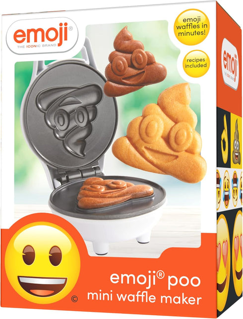 Emoji Poop Mini Waffle Maker - 4" Waffler Iron for Cute Smiley Face Pancakes or Waffles, Electric Non-Stick