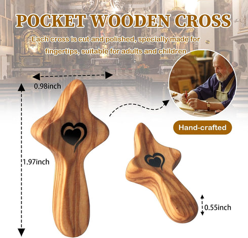 wellhouse Cross My Heart/Encouragement Gift Wooden Pocket Stress Fidget Cross Wood Christian Religious Gift