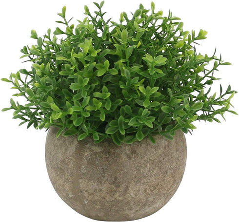 Ogrmar 4PCS Mini Plastic Artificial Plants in Pot - Small Faux Greenery for Bathroom & House Decorations