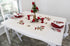 Embroidered Christmas Red Cardinals and Pine Cones Table Topper, Small Tablecloth (33 Inch Square)