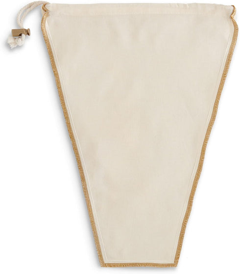 HIC Kitchen Tapered-Shaped Oat Milk Bag, Natural Unbleached Cotton, 14 x 10.5-Inches