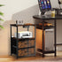 Klaus Kelsie Land Nightstand with Charging Station and LED Lights, Small Night Stand for Bedroom with Fabric Drawer
