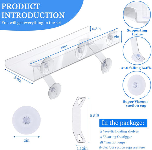 RSSCIIIUL 2 Bracket,15in Pcs Plant Window Shelf, Window Plant Shelves with Transparent Acrylic Sill Extender