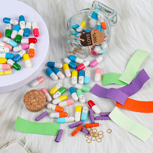 Capsule Letters Message in a Bottle, Long Distance Relationship Gifts for Boyfriend or Girlfriend, 50PCS Mixed Color