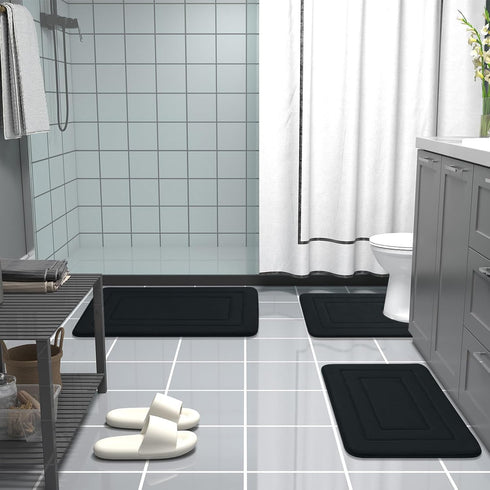 Arotive Memory Foam Bathroom Rug Mat - 30x20 Ultra Soft and Absorbent Bath Mat for Bathroom Floor, Black