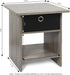 Furinno Dario End Table / Night Stand with Bin Drawer, 1-Pack, French Oak Grey/Black