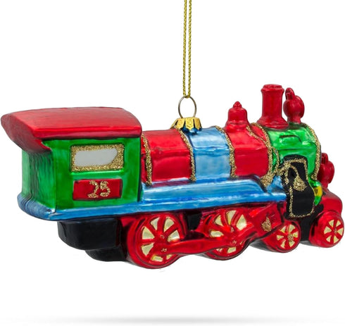 Steam Train Blown Glass Christmas Ornament