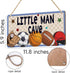 Lovdazzles Boys Sports Little Man Cave Sign Boys Room Decor Soccer Basketball Baseball Football Wall Decor Wooden