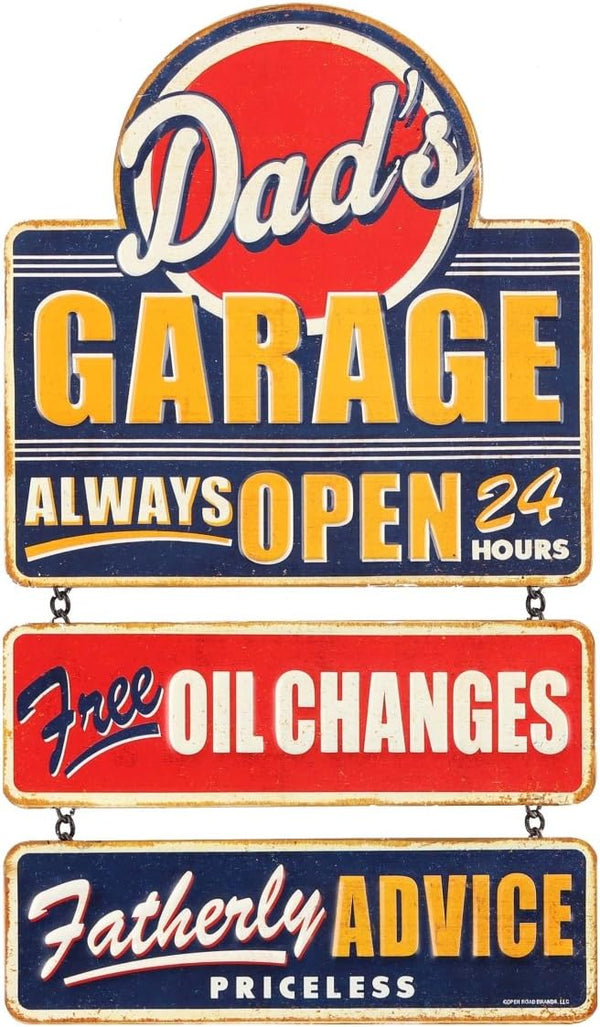 Dad's Garage Linked and Embossed Vintage Metal Sign - Great Gift Idea