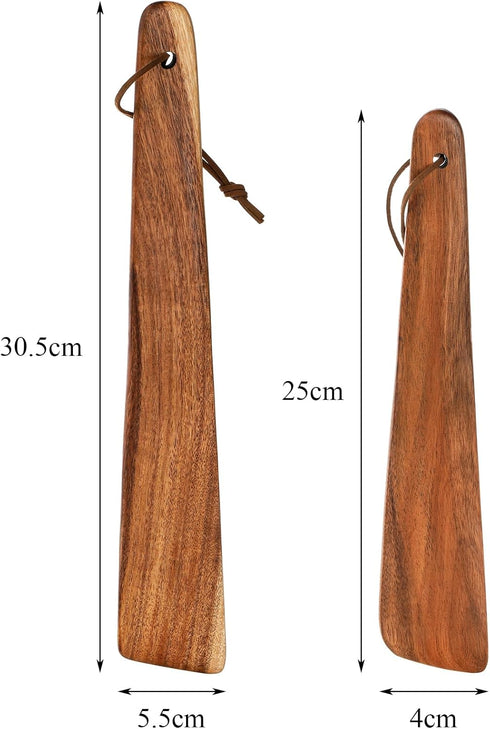 Tebery 4 Pack Small Wood Flipper Teak Wood Spatula Set for Cast Iron, 10 Inch 12 Inch Flat Wooden Turner Multipurpose Wood Cooking Utensil for Flipping, Serving, Scraping & Turning by Tebery
