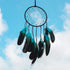 Dream Catcher with Bicolor Mesh, Handmade Dark Tone Dreamcatcher with Black and Turquoise Feather Wall Hanging