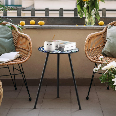 1 Pack Metal Outdoor Side Table Small Outside Round End Table for Patio Modern Accent Garden Corner Table for Small