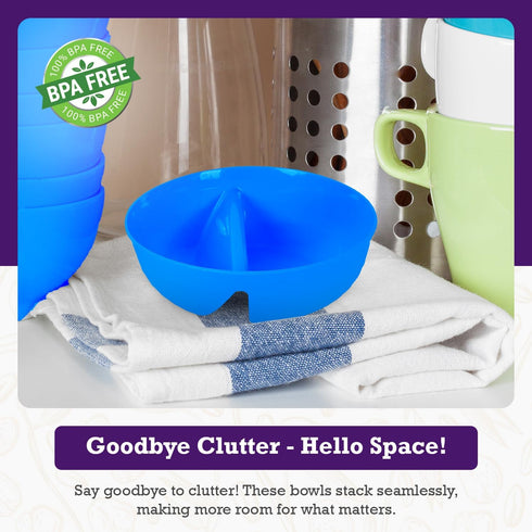 Just Solutions Crunch Anti-Soggy Cereal Bowl - Keeps Cereal Fresh & Crunchy, BPA Free, Blue