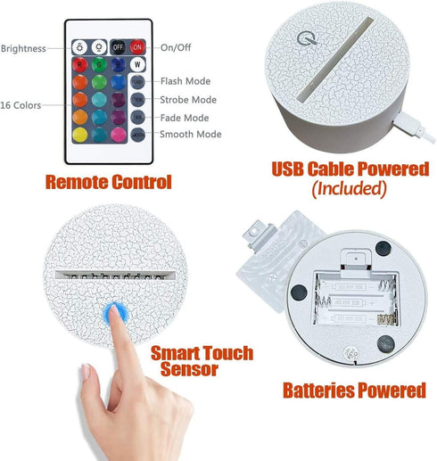 YTDZLTD 3D 16 Creative Planet Lamp Night Light Colors Changing USB Powered Remote Control Touch Switch Decor Lamp