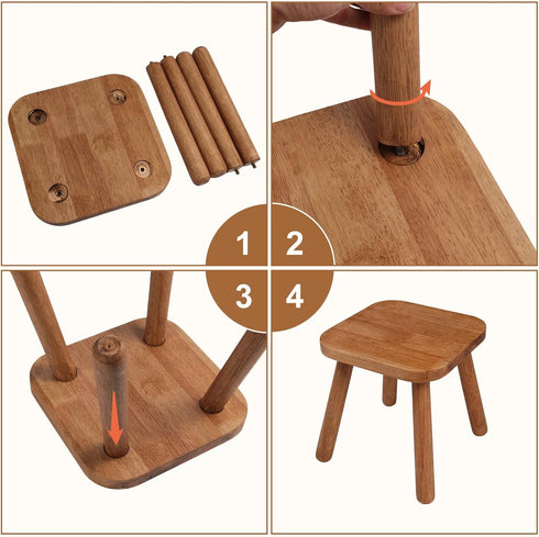 zaowofires 9.3inch) Solid Wood Step StoolWooden Plant Stool, Wood Plant Stand, Round Footstool, Removable Portable